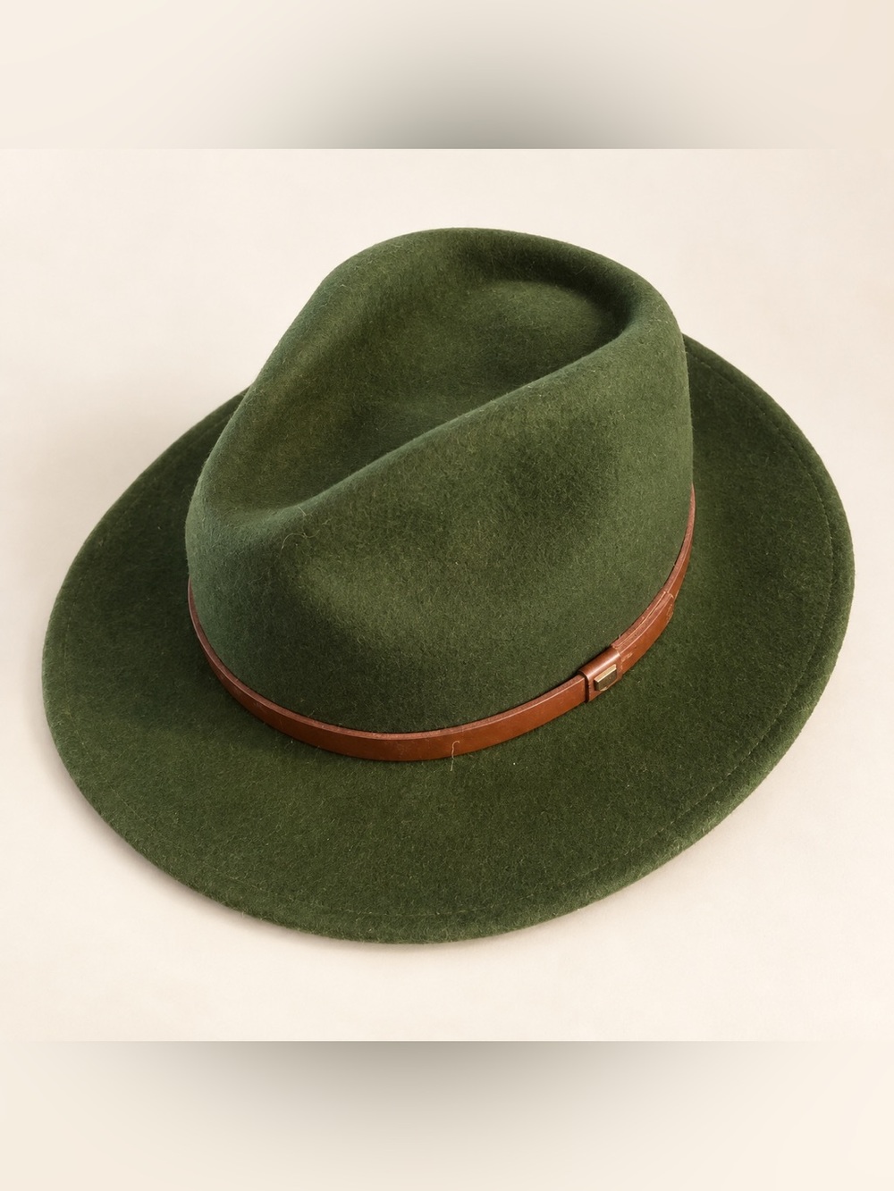 Brixton Forest Green Wool Fedora Hat Size L Wide Brim Leather Band